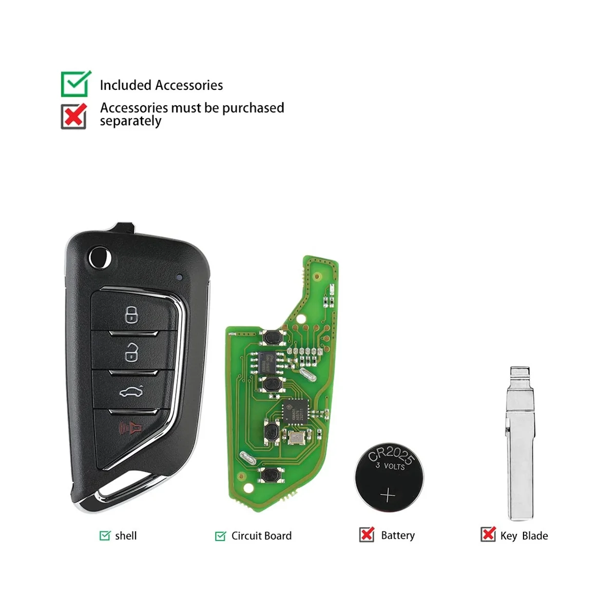 Per Xhorse XKCD02EN Universal Wire Remote Key Fob 4 pulsanti per Cadillac Style per strumento chiave VVDI