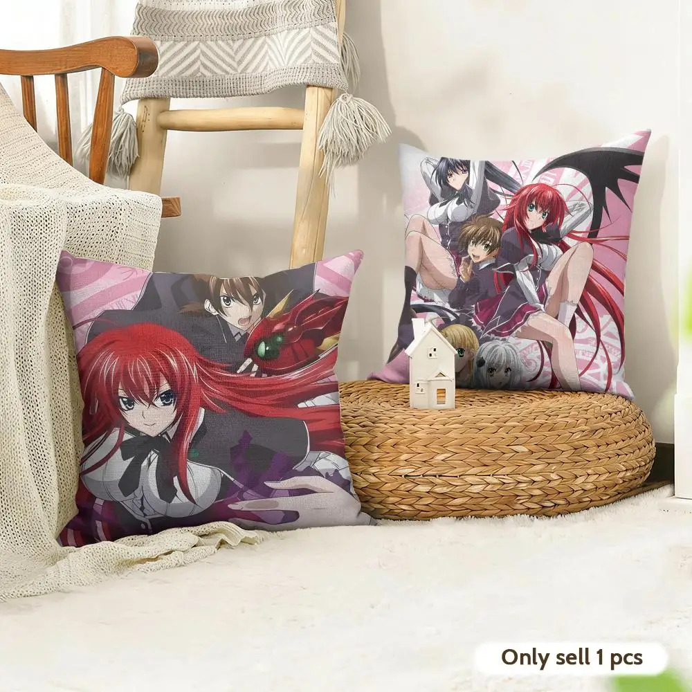 Sexy Anime H-High School DxD Cushion Cover Natural Linen Organic Fabric Double-Sided Printing Room Sofa Decor Pillow Case