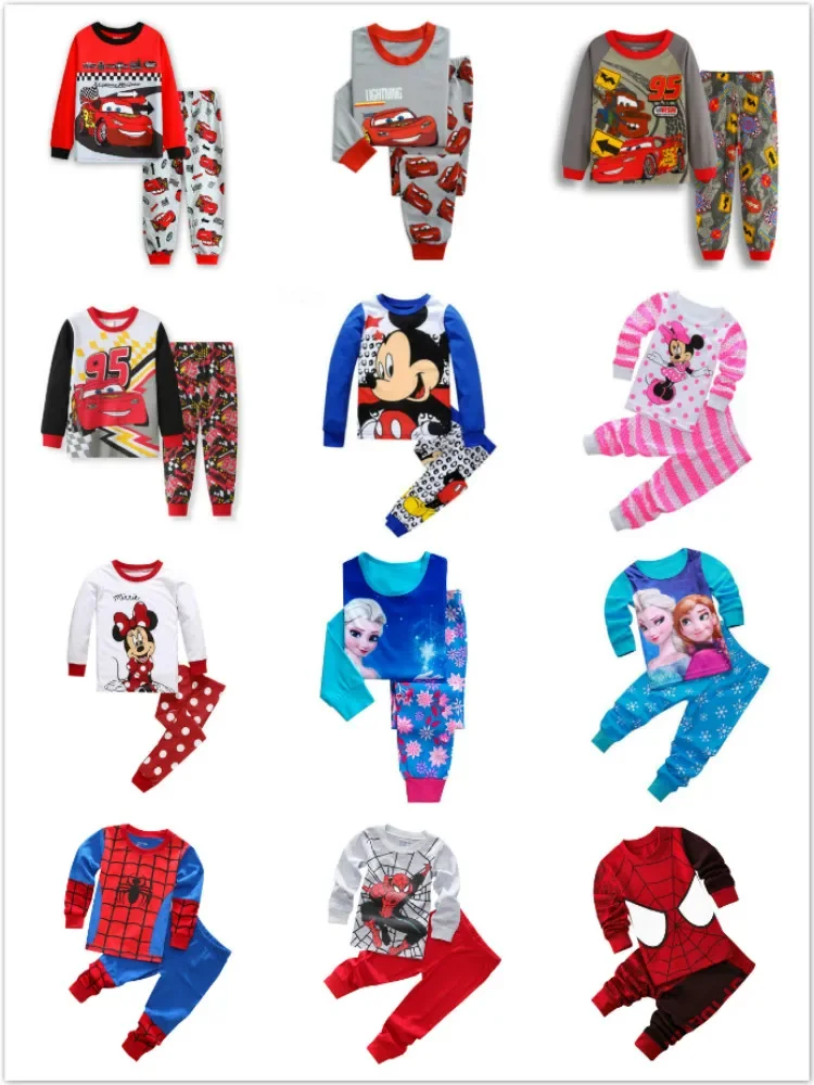 Baby Girls Clothing Pajamas Set Cartoon Spiderman Cars Anna Elsa Kids Boys Infantil Pyjama Sleepwear long sleeve Toddler Pijamas