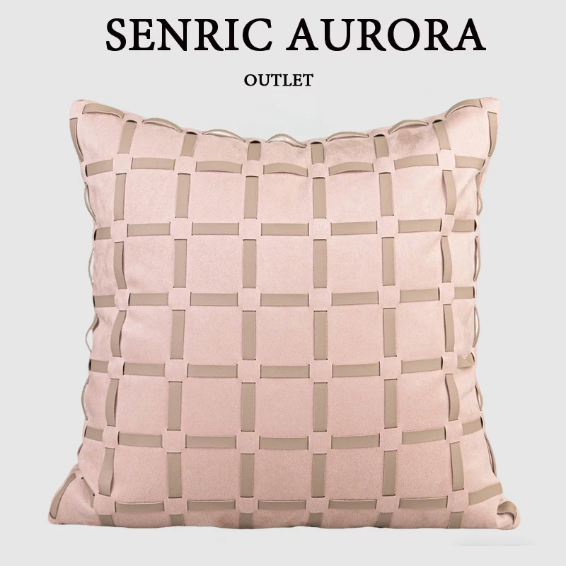 

Luxury Cushion Cover 45x45cm Pink Woven Square Pillow Case For Home Hotel Bed Living Room Sofa