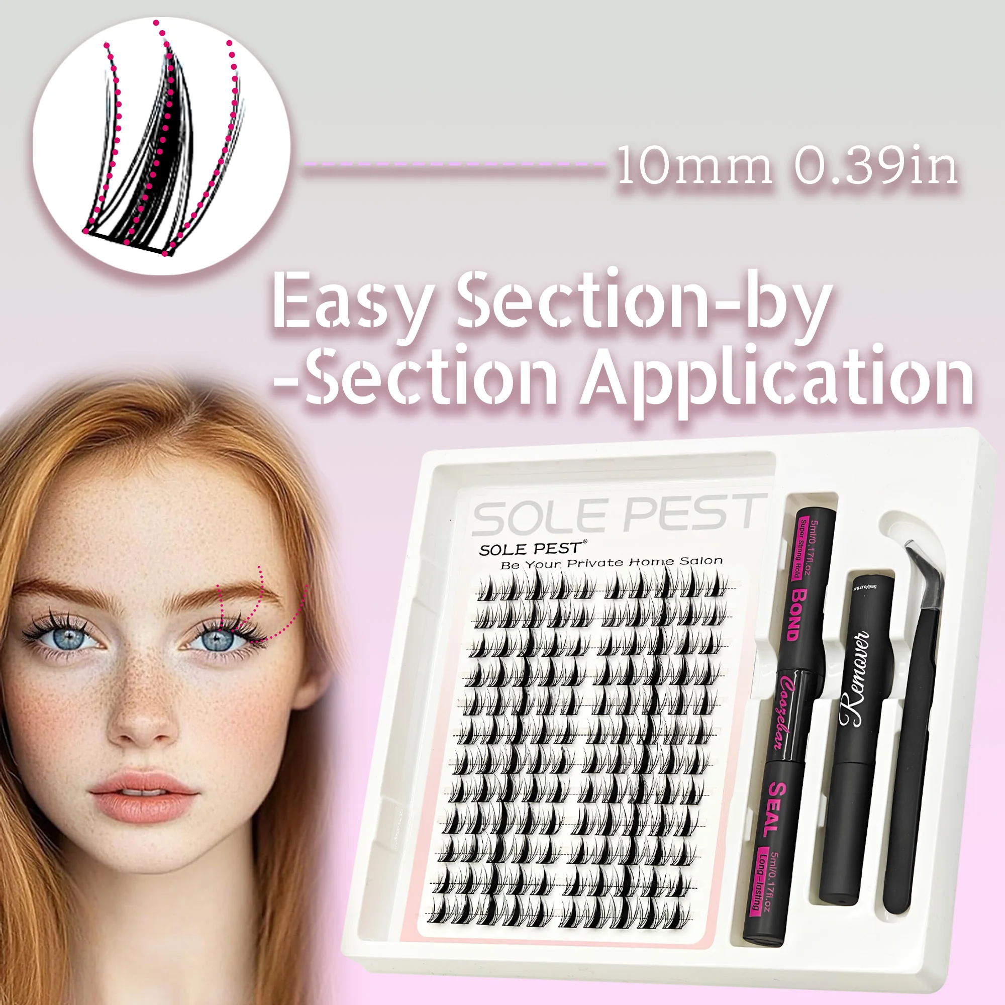 120-Cluster Manga-Style Lash Set (10mm) — Features an Invisible Band and a lightweight, Airy Feel for a Natural Look; C-Curl Ind