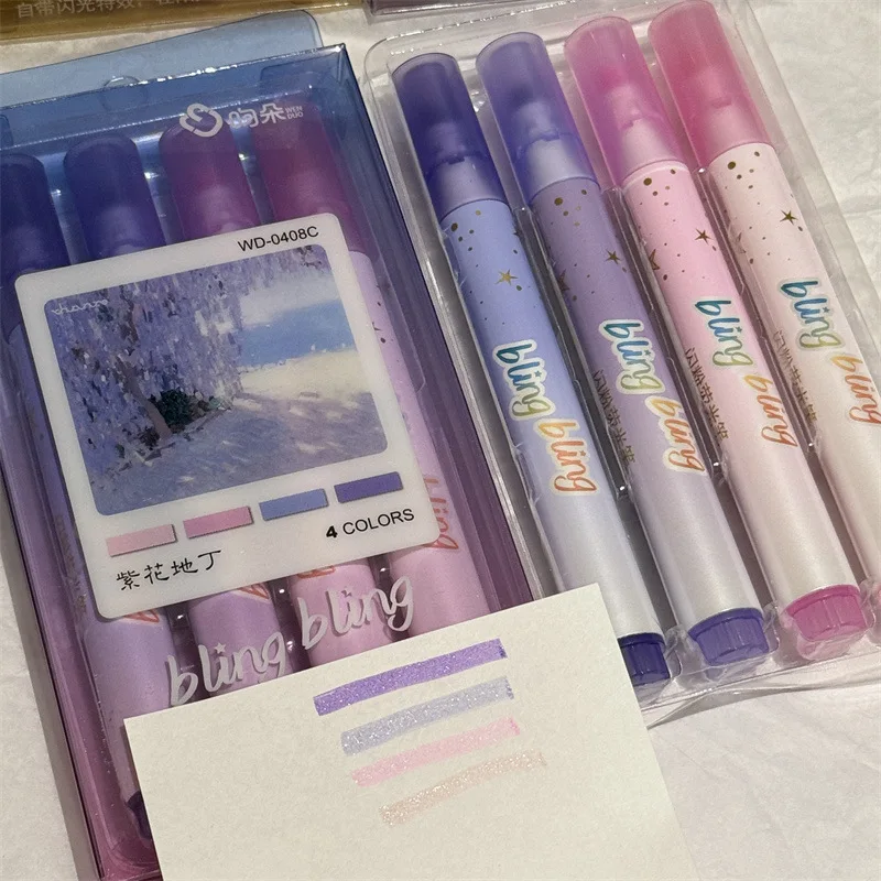 

3pcs/set Glitter Gel Highlighter Set Soft Tip for Notes Art Pastel Markers with Quick-Dry Ink Kawaii Art Gift for Journaling