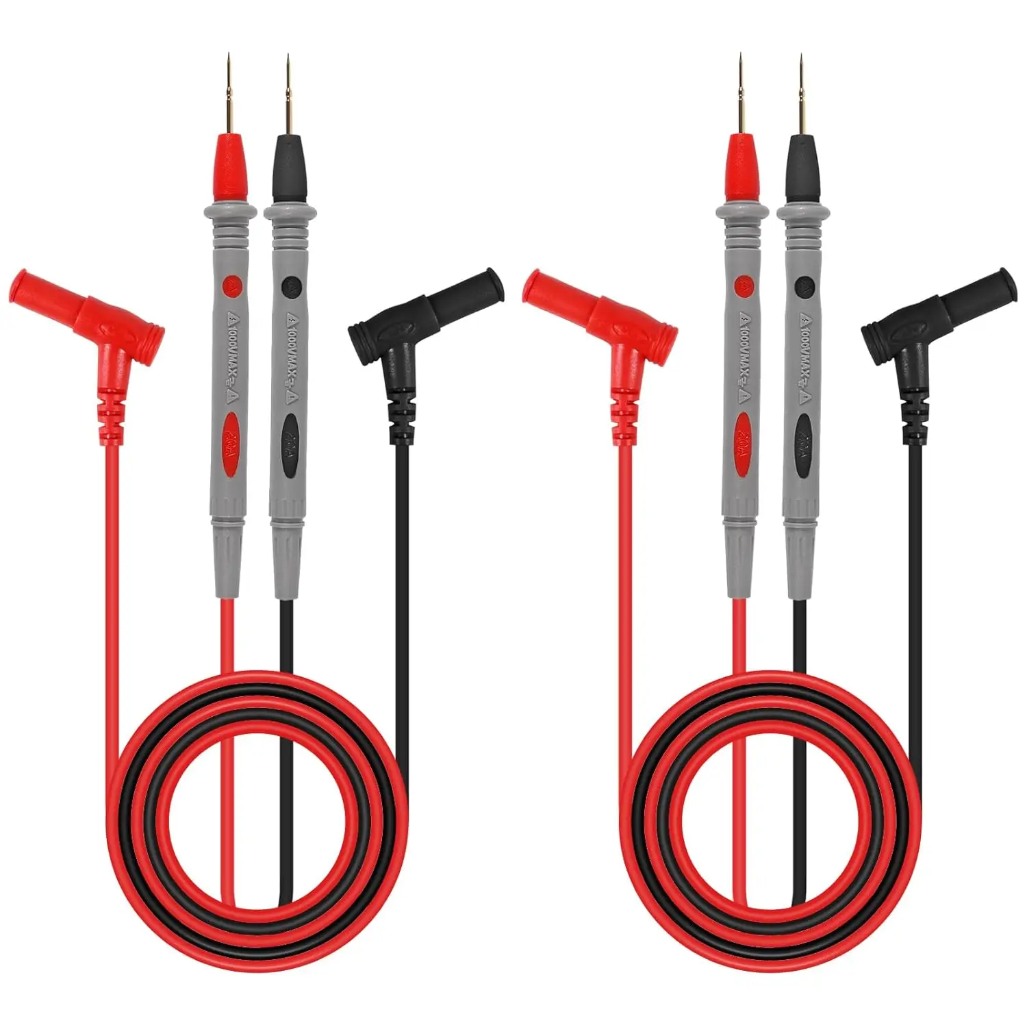 2 Sätze Messleitungen 1000 V 20 A ultrascharfe Prüfspitzenleitung für Multimeter-Messleitung, 40,5 Zoll / 103 cm, Multimeter-Messleitung
