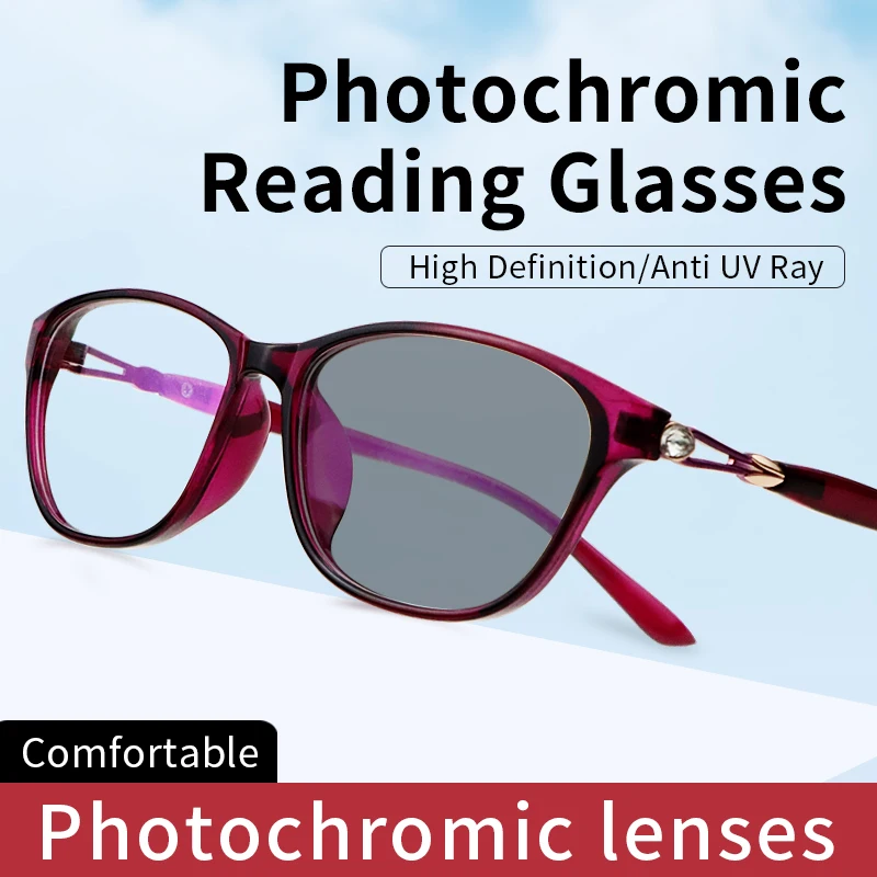 

Photochromic Reading Glasses Women, Magnifying Presbyopic Eyeglasses, Diopters: +0.5+0.75+1+1.25+1.5+1.75+2+2.25+2.5+2.75+3+3.5