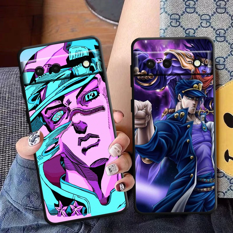 Anime JoJo Bizarre Adventure Cool Phone Case For Google Pixel 9 8 7 Pro 6 Pro 6A 5A 5 4 4A XL 5G Black Soft Fundas Cover