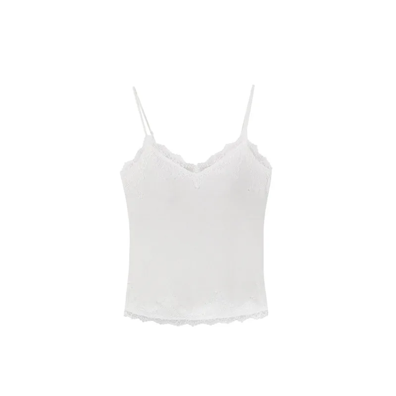 MadBlack-Silk Blended Elegant Sling, With Padded Cups, Women Sexy Versatile Casual Lace Thin Camis, 2026 Summer New T66977CC