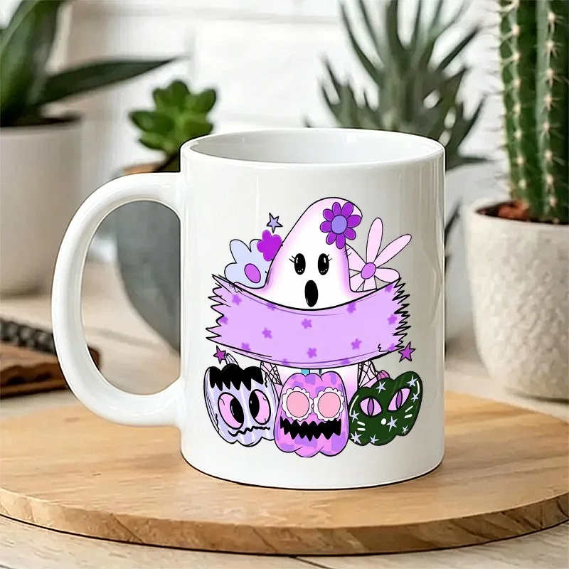 1pc Gothic Pastel Goth Mug with Starry Pumpkin & Spirit Design - Ceramic Coffee Cup Suitable for Tea, Cocoa, Juice, Hand Wash Only, for, Office, Dorm - Pastel Goth Themed Drinkware for,, Goth Gift