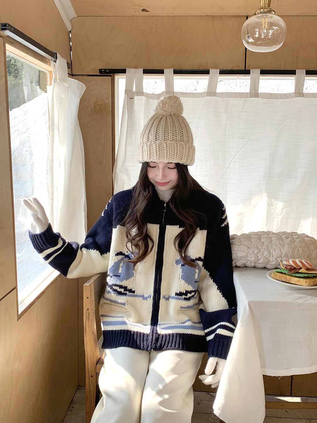 

Уютный винтажный вязаный кардиган Cozydays Aosphere для женщин: теплый, свободный, в стиле «ленивый шик», длинный свитер-пальто