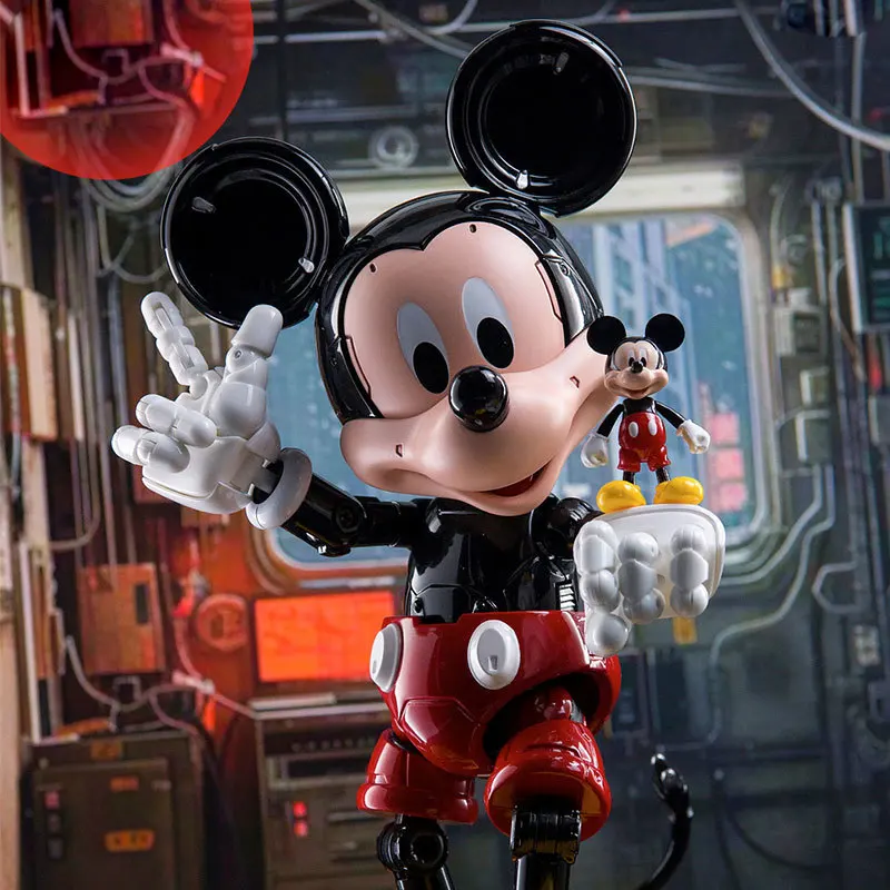 Disney Mickey Mouse Anime Figures Mecha Mickey Cartoon Animated 19cm Alloy Mecha Action Figure Doll Collection Birthday Gifts