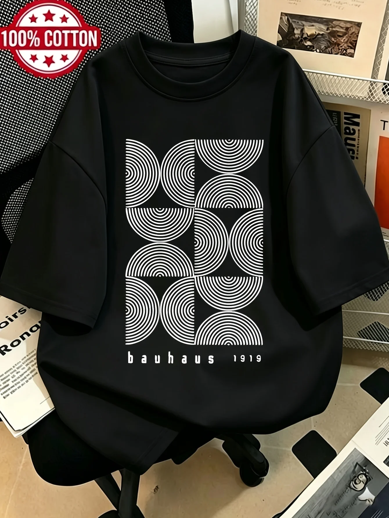 Ladies' Bauhaus Geometric Theme Slogan T-shirt Daily Commuting Casual Top Extremely Simple Personalized Women's Clothing