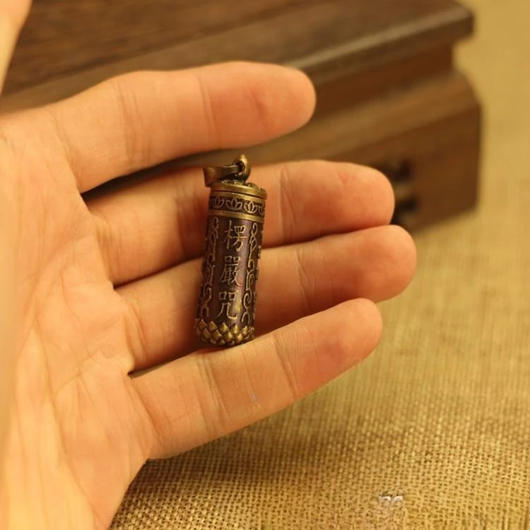 Lengyan Mantra Pendant, Six Character Mantra, Peace Talisman Pendant, Gawu Box, Male Female Bond Scripture Necklace
