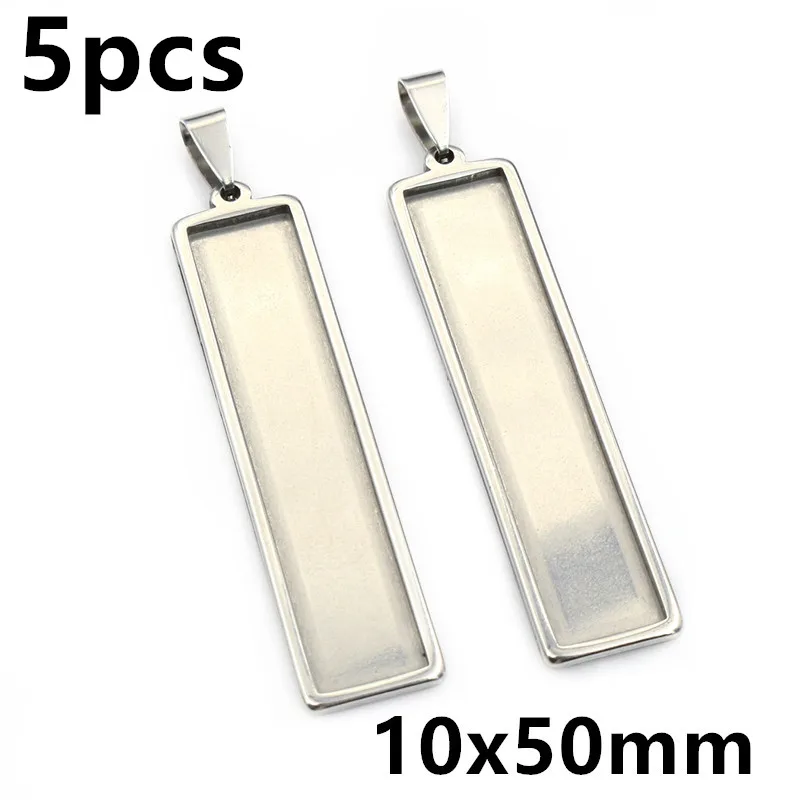 5-10pcs Rectangle Pendant Cabochon Base Blank Setting Tray for DIY Jewellery