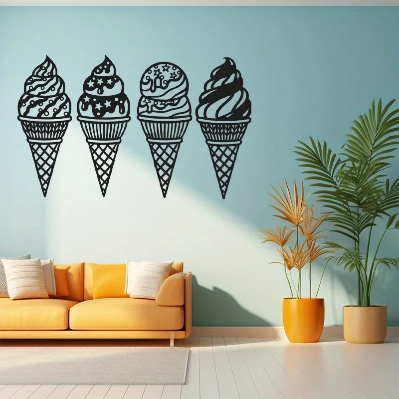 CIFBUY Deco Ice Cream Shape Metal Wall Hanging Picture Four Styles To Choose From Garden Wall Decoration LivingRoom DiningRoom D