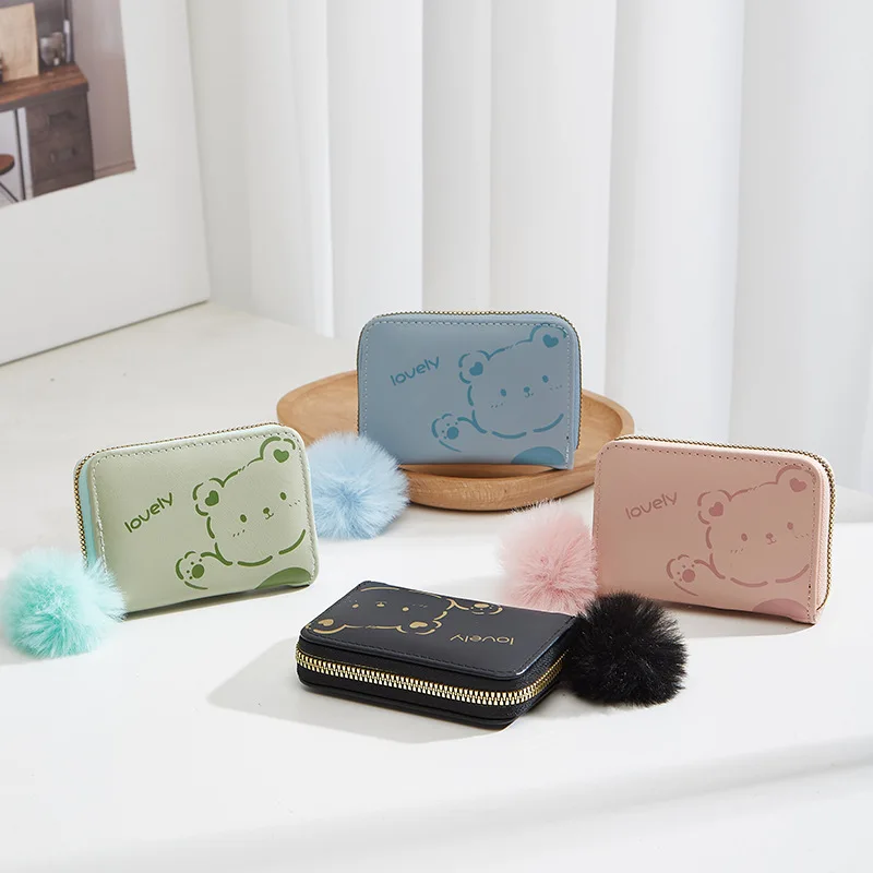 

2025 Wallet Cute Short Zipper Lovely Pu Leather Coin Purse mini cardholder card bag