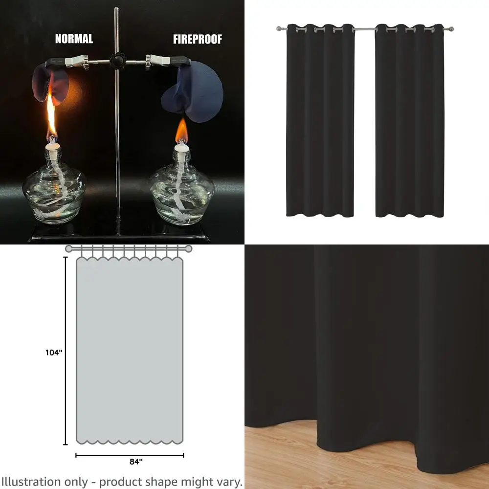 

Flame-Resistant Black Classroom Curtains, 52 x 84, 2-Panel Set
