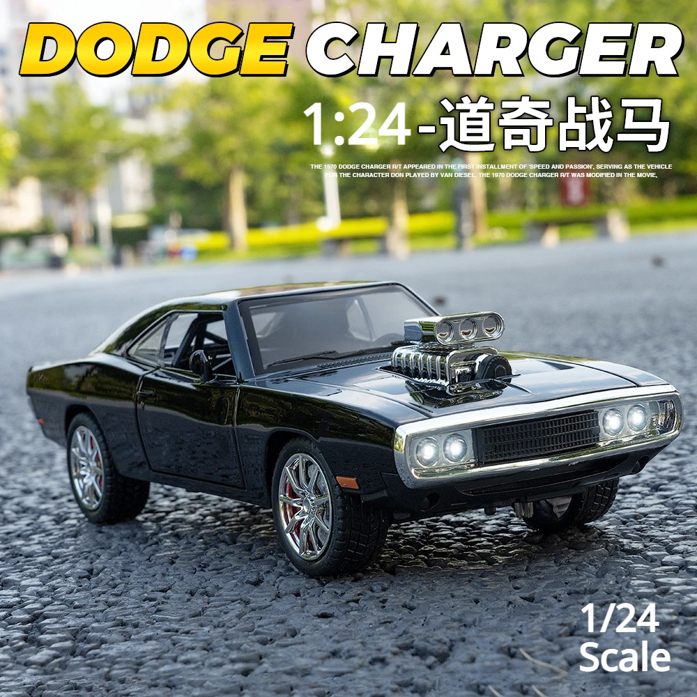 1:24 1970 Dodge Charger R/T Muscle car Simulation Diecast Metal Alloy Model car Sound Light Pull Back Collection Kids Toy Gifts