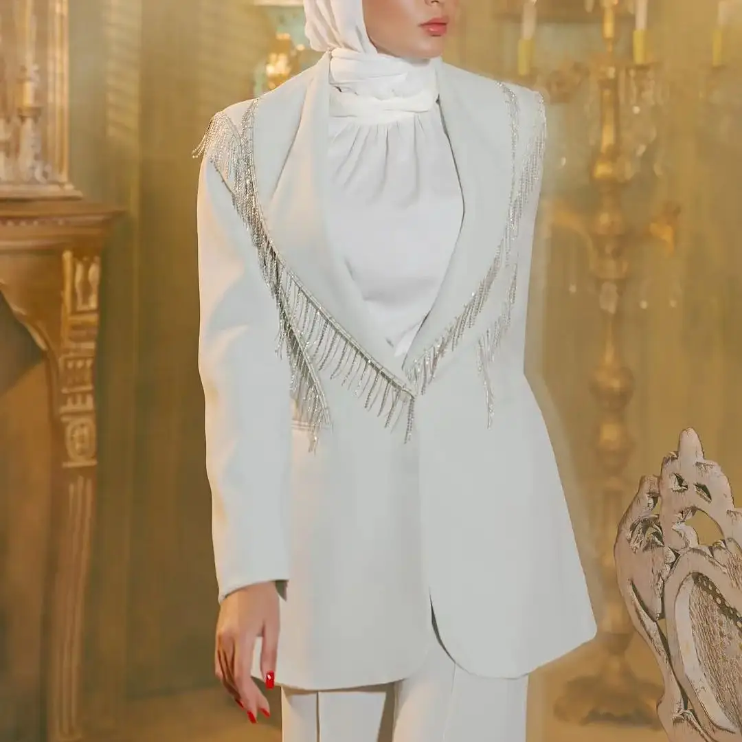 فساتين رسمية للنساء فساتين بدلة أنيقة شرابات التلبيب سترة معطف وسراويل للإناث 2 قطعة بدلة علوية قصيرة مخصصة