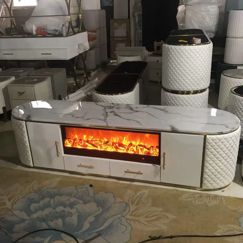 Factory Direct Fireplace Components High Gloss White Wooden TV Table  86 Inch Tv Cabinets And Television Stand