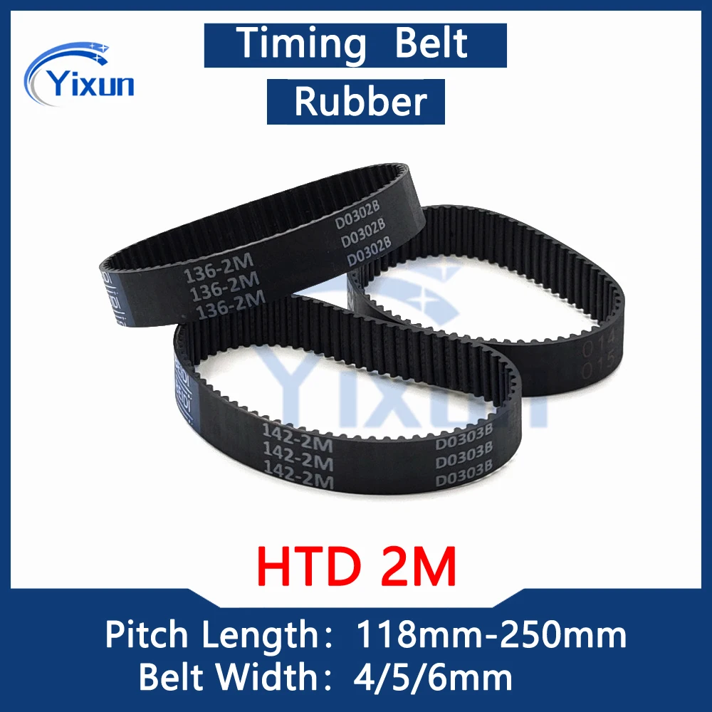 HTD 2M Close Rubber Timing Belt Width 4/5/6mm Length 118 120 126 130 136 142 158 160 162 168mm 2M Drive Belt Vacuum cleaner Belt