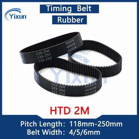 HTD 2M Close Rubber Timing Belt Width 4/5/6mm Length 118 120 126 130 136 142 158 160 162 168mm 2M Drive Belt Vacuum cleaner Belt