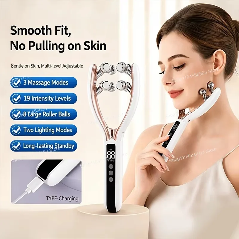 8 roller balls multi-functional face roller dual-light design, suitable for relieving jaw line, neck and shoulder fatigue