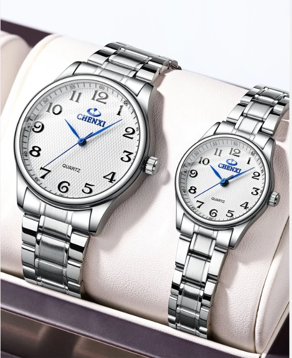 Fashion Stainless Steel Strap Couple Watches 2024 New Minimalist Business Casual Waterproof Quartz Watch for Women Gift