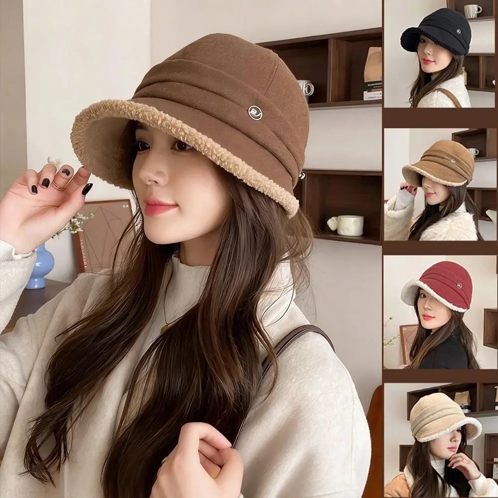 

Fashion Fisherman Hat Adjustable Windproof Panama Hat Keep Warm Large Head circumference Bucket Hat for Women