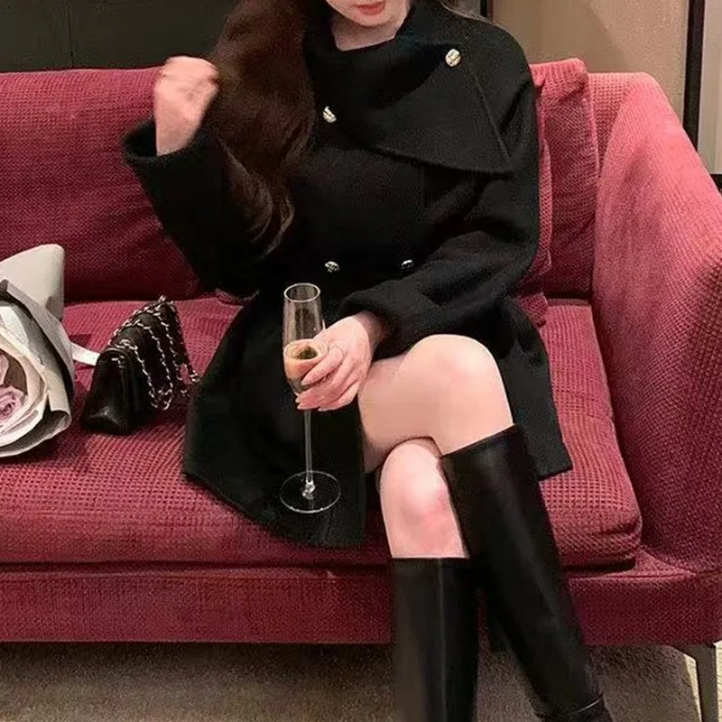Double-sided Cashmere Coat Women's Winter New Temperament Fox Hair Cuffs Thousand Gold Coat Exquisite Simple Casual Fashion