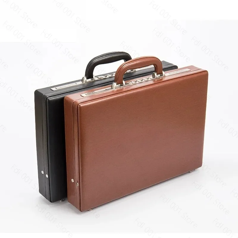 Retro PU Leather Business Briefcase Portable Travel Handbag for Office Business Trip Daily Use