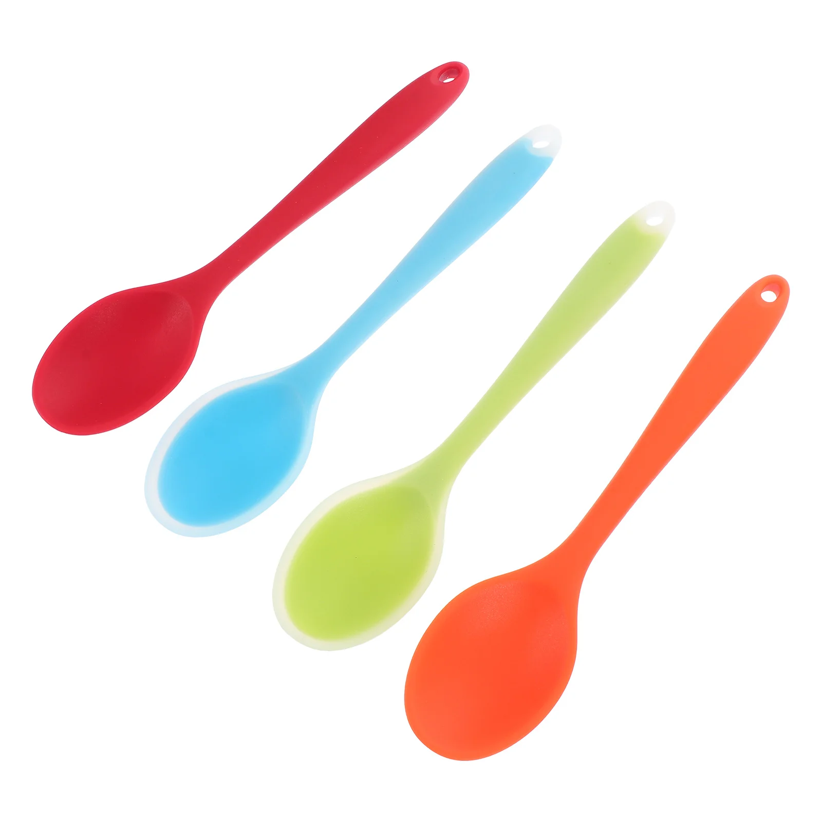 

4 Pcs Silicone Spoon Gold Serving Spoons Rice Soup Ramen Long Handle for Home Silica Gel Kitchen Mixing Child Tableware