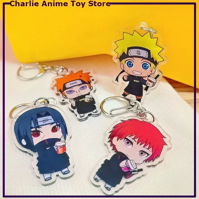 Naruto Keychain Toys Uzumaki Naruto Uchiha Itachi Pain Deidara Sasori Anime Figures Acrylic Keychain Pendant Keyring Ornament