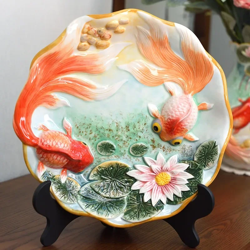 Ceramic goldfish plate, sauce plate, dried fruit, fruit, home jewelry, handicrafts, living room desktop decoration