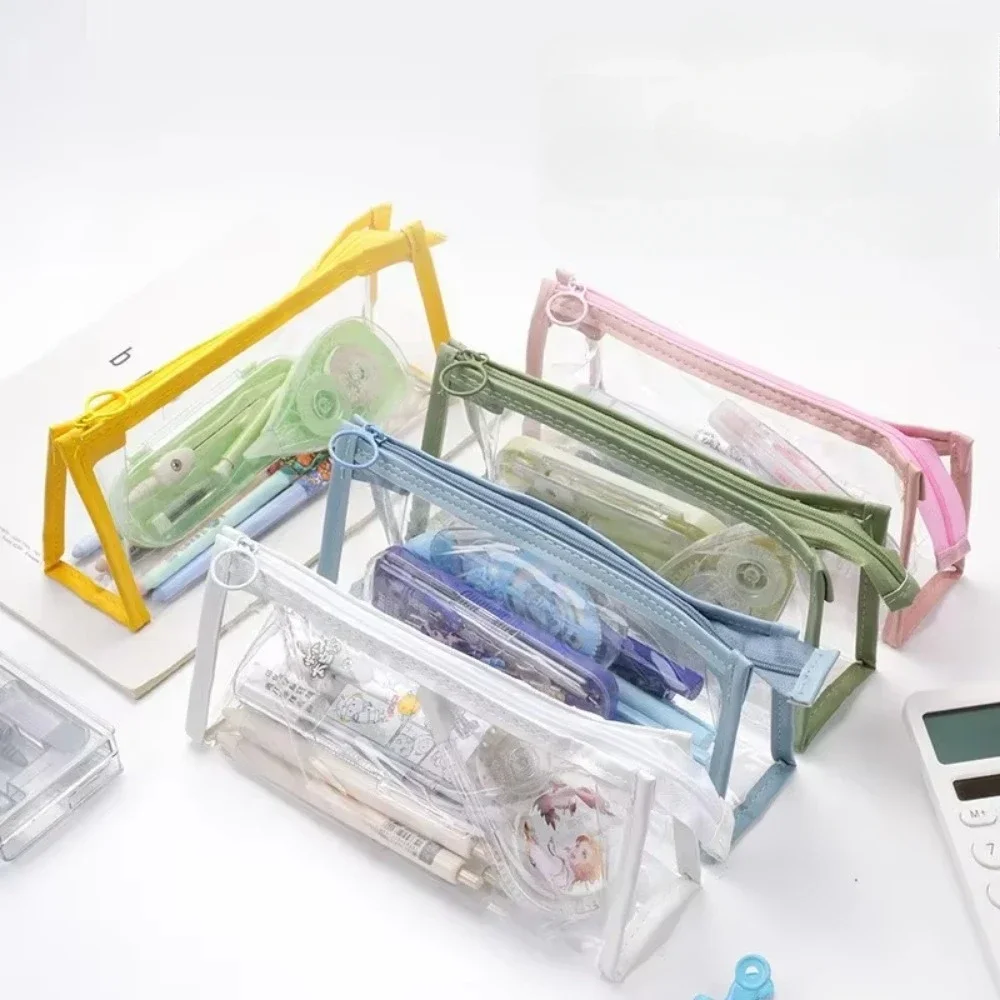 

Transparent Lager Capacity Pencil Case Portable Zipper Pen Pouch Waterproof Pencil Bags School Student Storage Stationery Supply