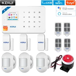 Kerui w181 sistema de alarme segurança em casa aplicativo móvel recebendo gsm conexão wi fi cor alarme segurança sirene sistema tela sem fio