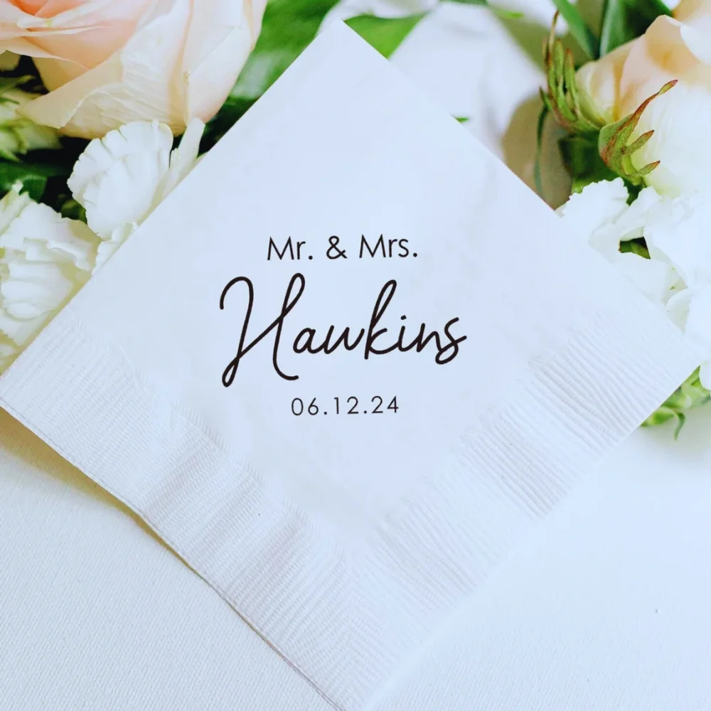 80 Personalized Napkins Wedding,Custom Cocktail Paper printed tableware logo Monogram wedding custom Napkin wedding event decor