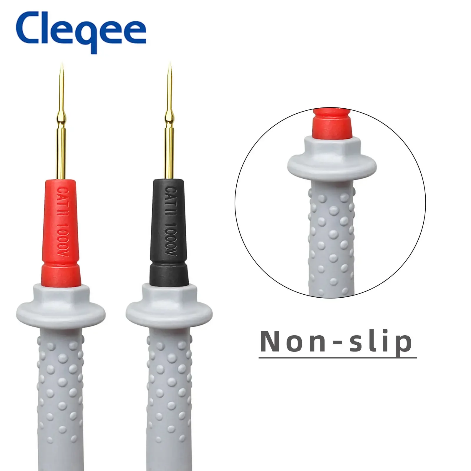 Cleqee P1506C Multimeter Test Leads Kit with Push On Alligator Clips Stackable Banana Plug to Minigrabber Test Hook Cable Set