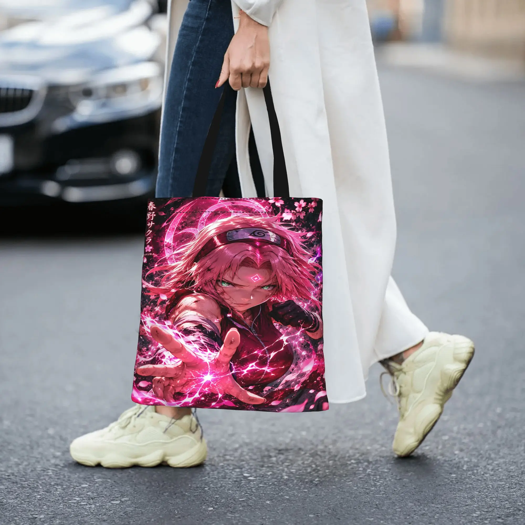 Fashion Naruto Anime Theme Women's Bag Shopping Bag Sakura Canvas Tote Bag Women'S Shoulder Handbag Christmas Gift