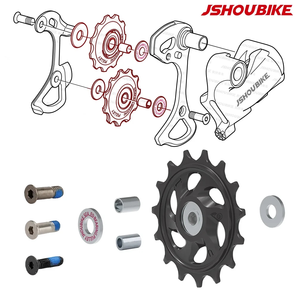JSHOUBIKE Rear Derailleur Pulley Roller Idler Bearing Jockey Wheel Parts for Bikes Bicycle Speed 11 12 13 14 15 16 17 Tooth MTB