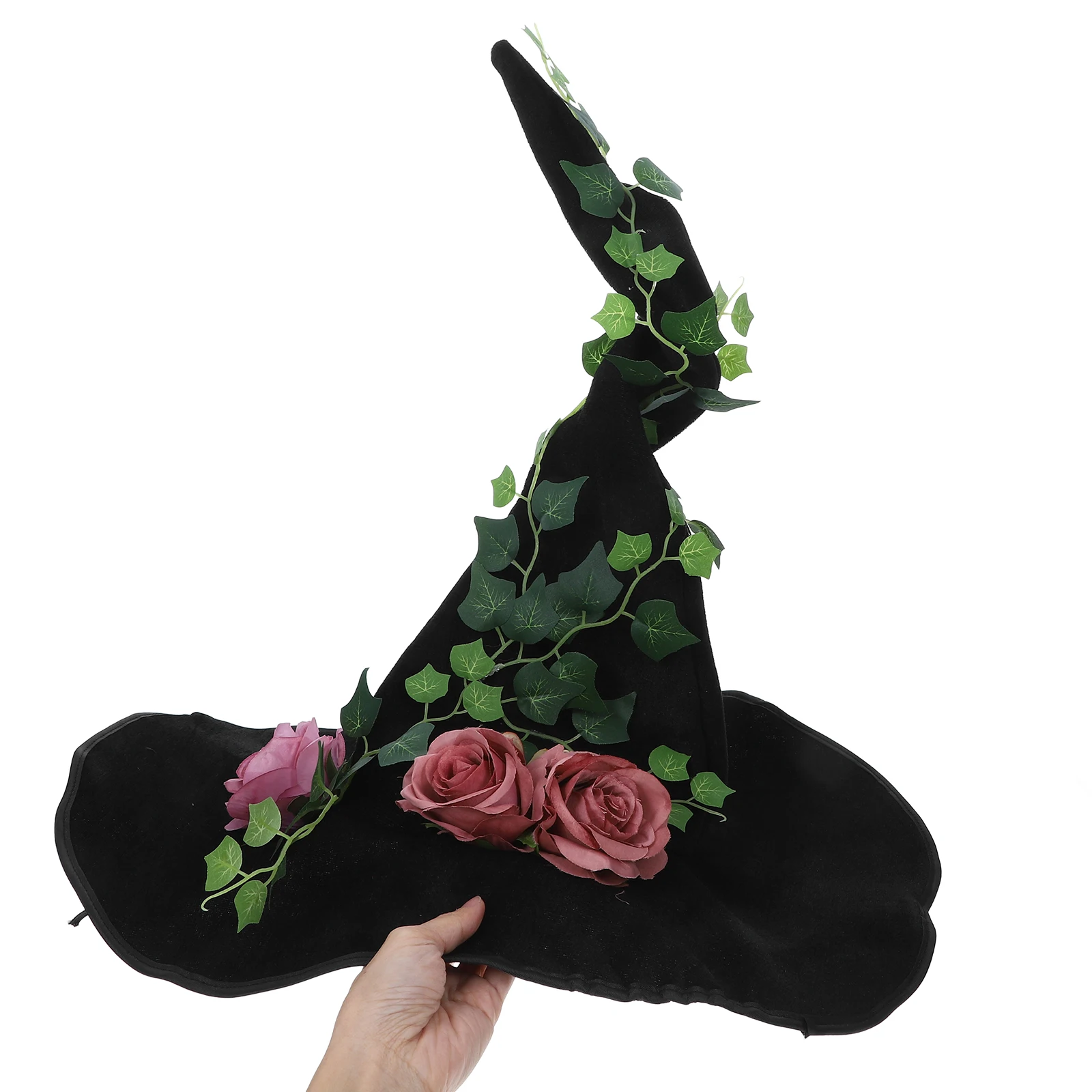 

Witch Hat Women Halloween Wizard Black Pointed Cap Cosplay Costume Deluxe Enchanted Adult Comfortable Wide Brim Medieval