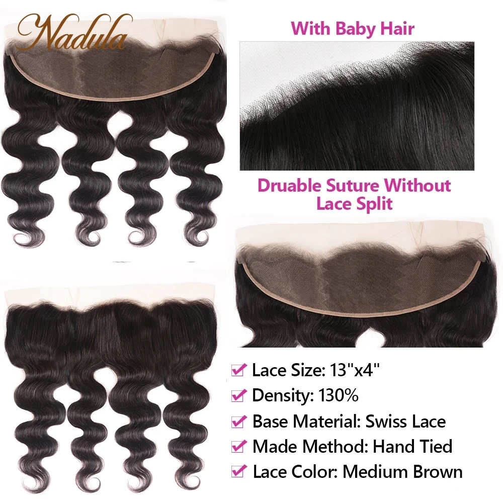 Nadula Haar Peruanische Körper Welle Haar Mit 13x4 Spitze Frontal Verschluss 3 Bundles Mit Frontal 100% Menschliches Haar spinnt Remy Haar