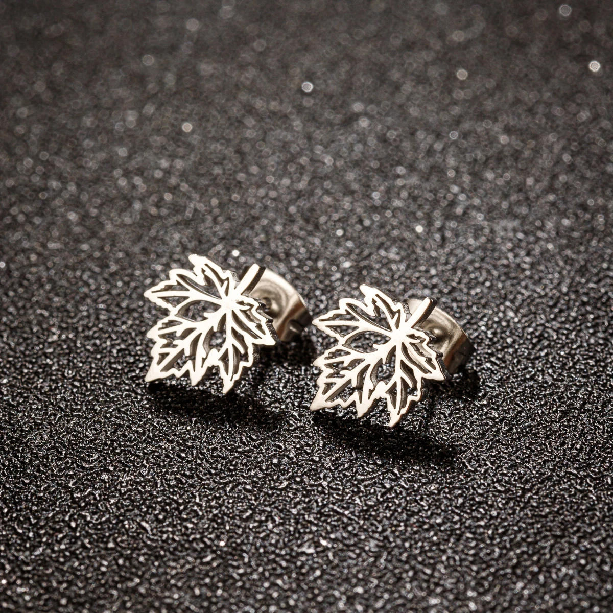 1 Pair Stainless Steel Earrings Exquisite Maple Leaf Amulet Fashion Stud Earrings Classic Simple Earrings For Women Jewelry Part