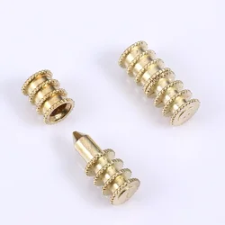10Pairs Wooden Dowels Copper Sets Zinc Alloy Positioning Rod Aligner Furniture Metal Alignment Pin Table Bolt Sleeve Connectors
