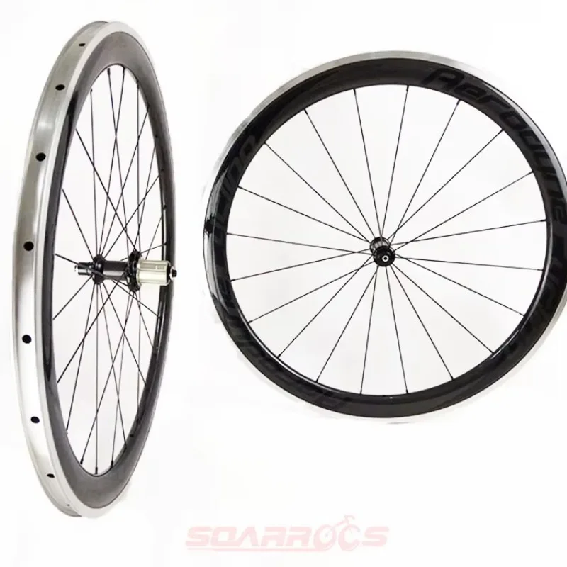 

Road Bicycle Carbon Alloy Wheel Clincher 23mm Width with Powerway Hub Bicycle Wheelset Ultralight 50mm Depth 700C V Brake