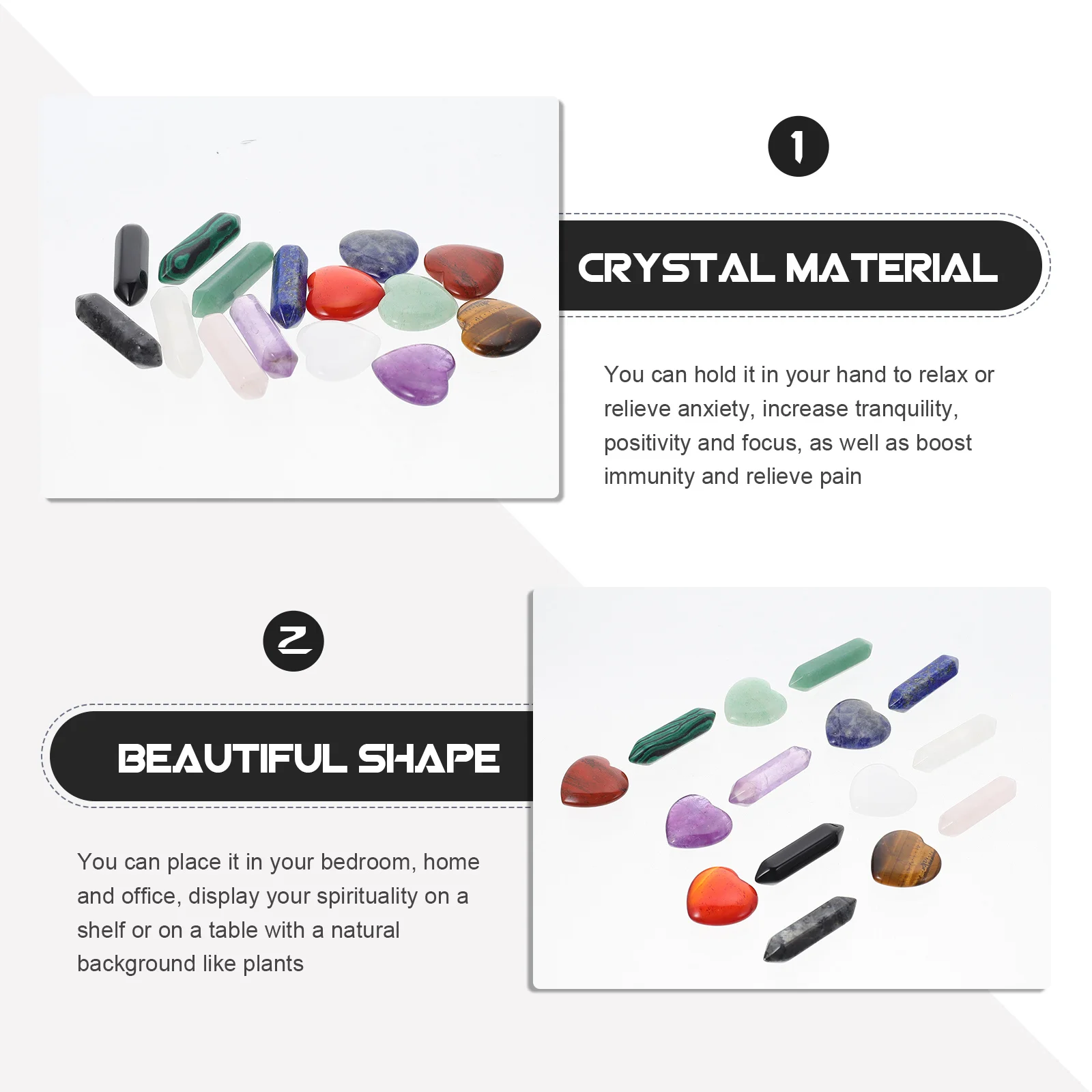 

15 шт. кристаллы в форме сердца шестиугольные драгоценные камни энергетические камни для медитации камни чакры ювелирные изделия