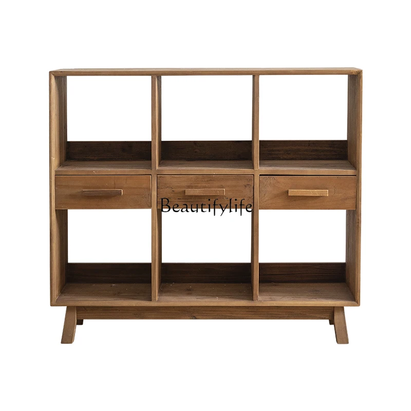 

Wabi Silent Wind Old Pine Storage Storage Living Room Storage Homestay Tea Room Shelf