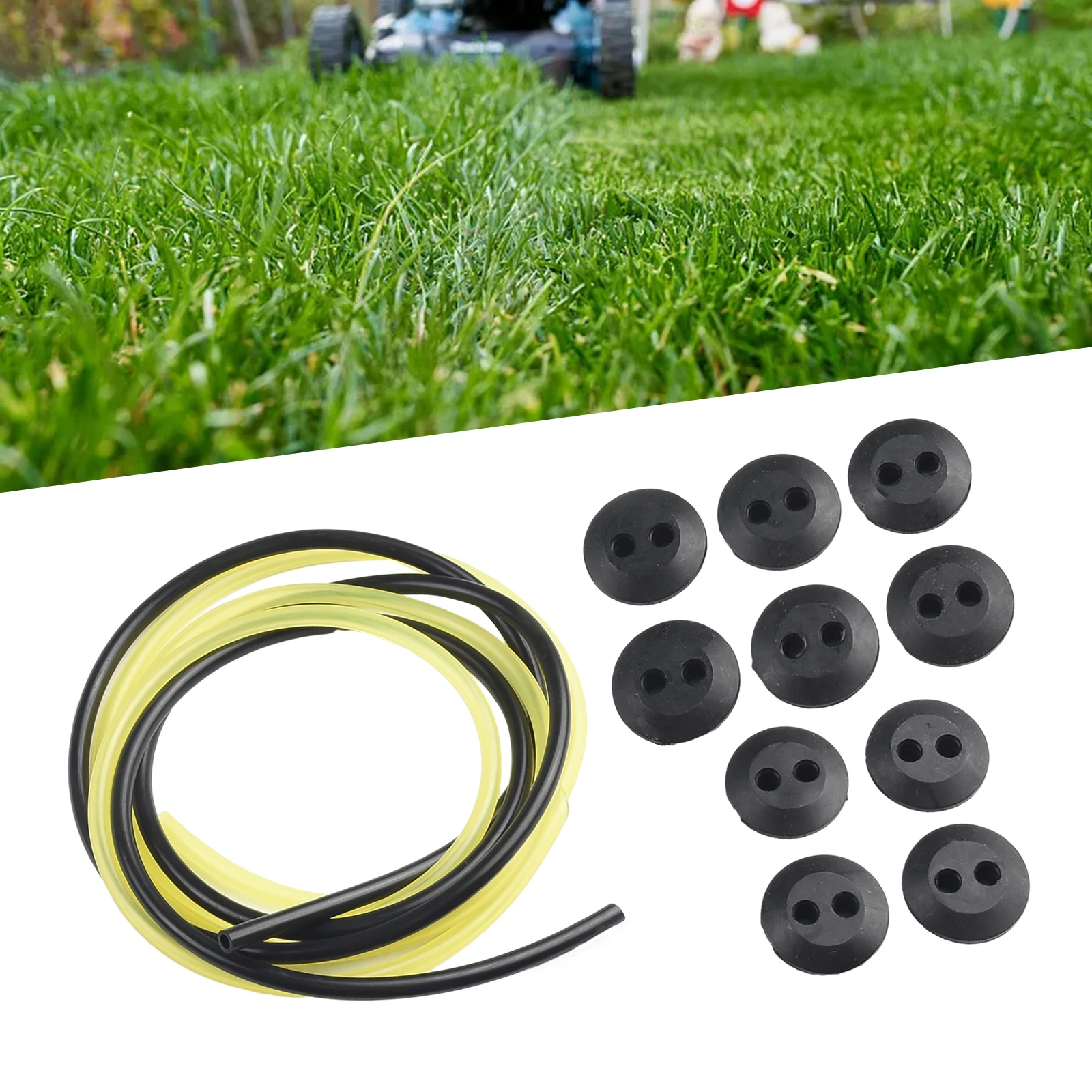 12pcs 2 Holes Fuel Tank Grommet Rubber With Fuel Line Pipe For Brush Cutter Grass Trimmer  Engine Part Garden Tool