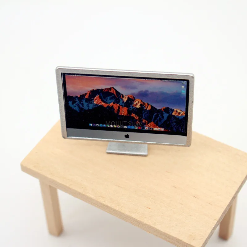 Miniature Computer Monitor Screen Simulation Keyboard and Mouse Model Casual Office Set  Dollhouse Cute Decoration Accessories