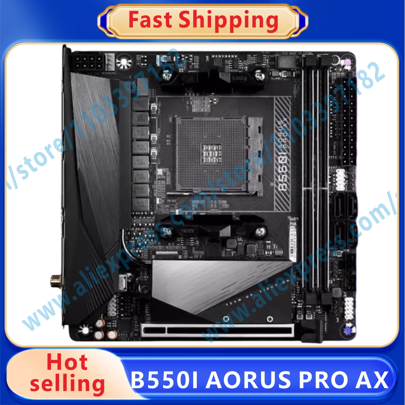 B550I AORUS PRO AX AMD B550 AM4 2xDDR4 DIMM 64 GB PCIe 4.0 1xM.2 SATA3 USB 3.2 HDMI DP Mini-ITX