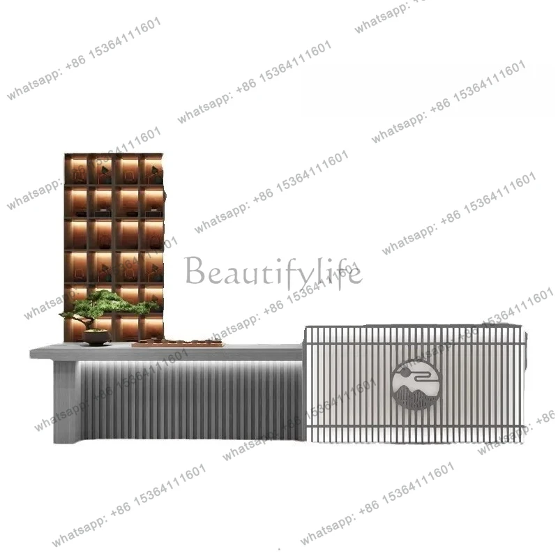 New Chinese dark coffee checkout page Tea Table Art Health Center Reception Desk Homestay Beauty Salon Tea House