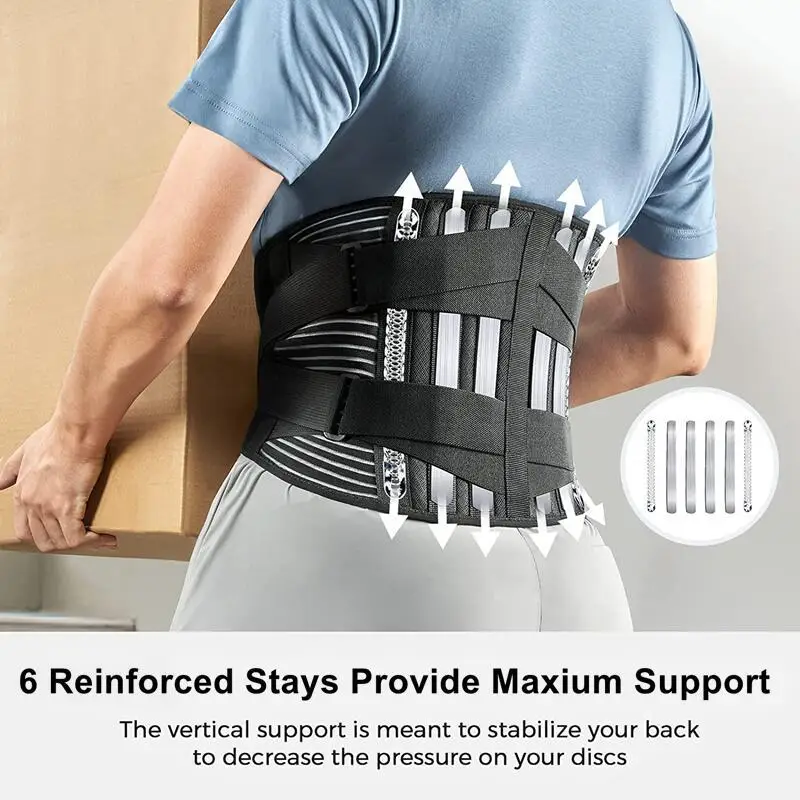 Breathable Lumbar Back Belt Lower Back Pain Relief with 6 Stays Men Women Waist Support Belt Anti-skid Sciatica Lumbar Support